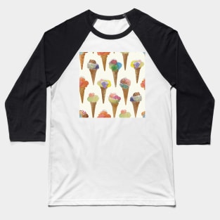 Gelato ice cream vanilla watercolor painted pattern Baseball T-Shirt